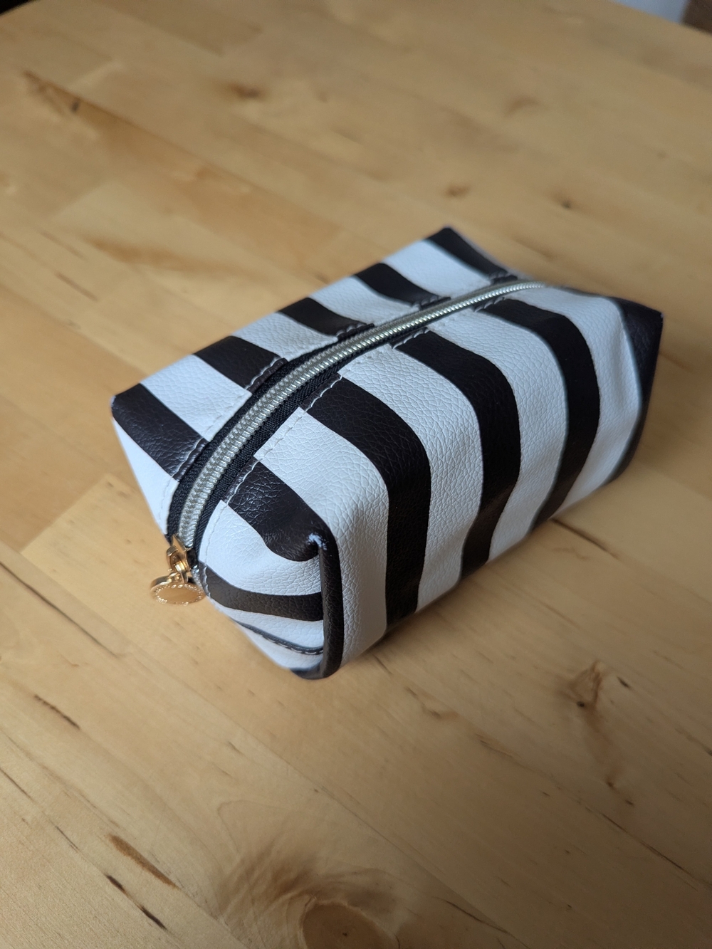 Poppy And Peonies Make Up Bag Striped Black and White Cosmetic Pouch